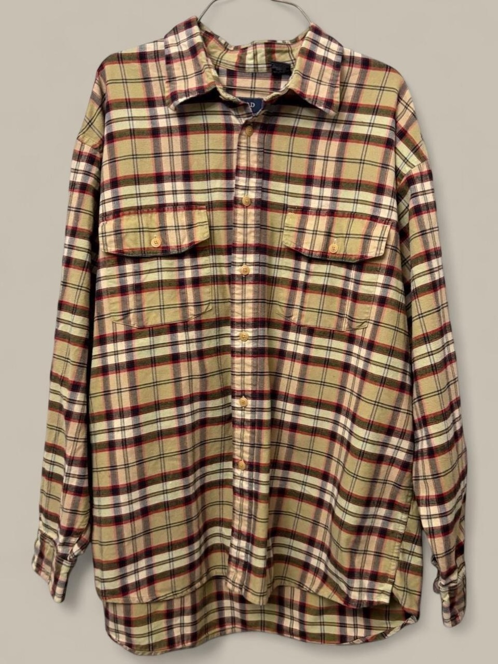 Izod Beige and Red Plaid Shirt